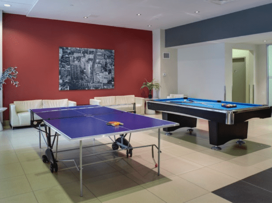 games room with ping pong table and pool table